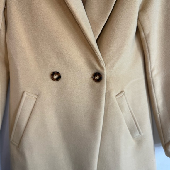 Lulus Harriet Long Double-Breasted Tan Coat, size XS - Picture 9 of 12